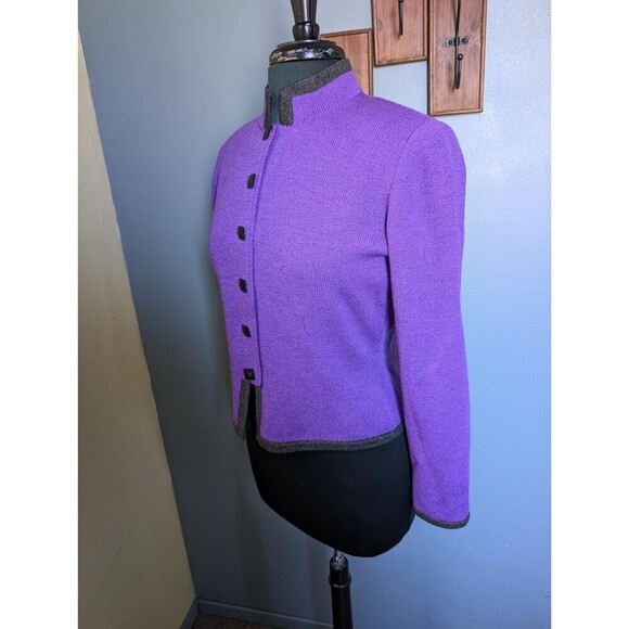 Vintage Purple Wool Sweater Jacket By Donollie Looms - Picture 5 of 10